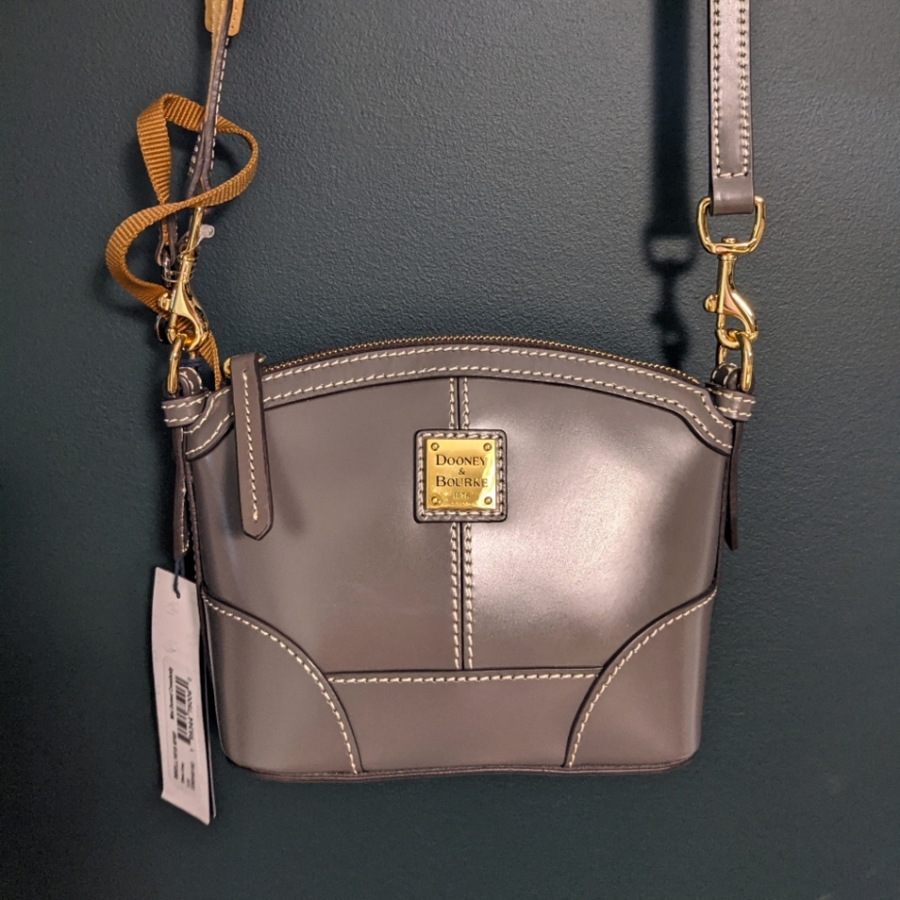 Dooney & Bourke Leather Selleria Mini Domed Crossbody in Grey
